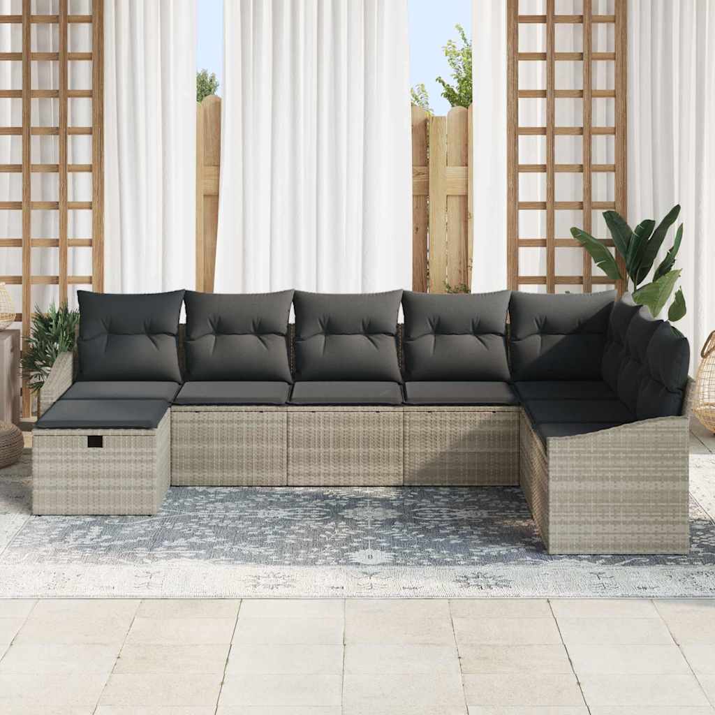Garten-Sofa-Set 8 pcs Hellgrau 55 x 62 x 69 cm Poly Rattan